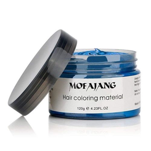 Unisex Hair Wax Color Dye Styling Cream Mud, Natural Hairstyle Pomade, Washable Temporary (Blue)