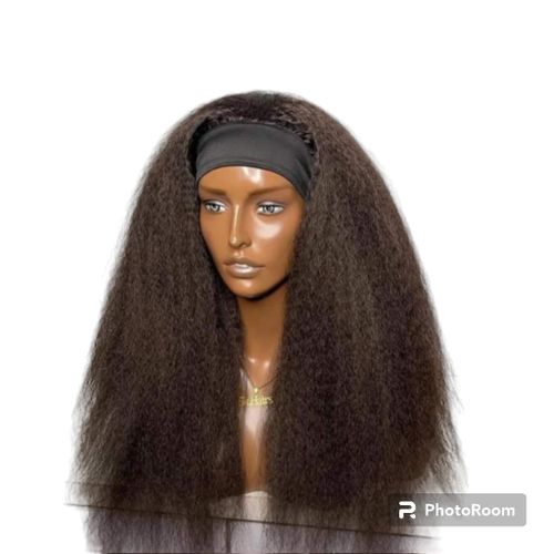 Kinky straight semi human headband wig