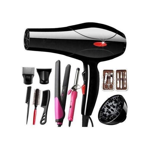 Canye Professional Hair Blow Dry Hair Dryer With 12 Pcs Beauty Accessories For Hair& Nail Tools- Flat Iron, Tongs, Manicure Set, Combs, Curls