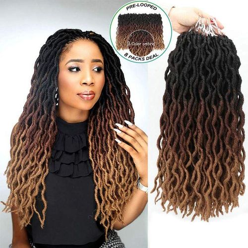 Wavy Gypsy Faux Locs Ombre Crochet Hair- 3packs.