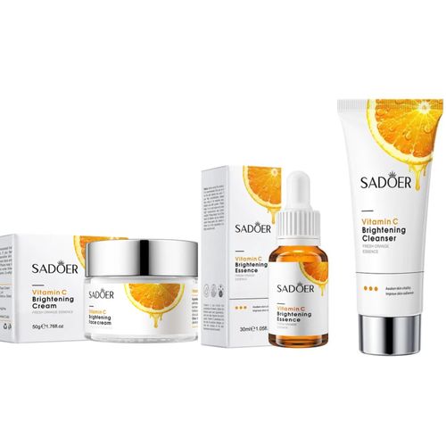 SADOER Skin Care Set, Vitamin C Cream + Foaming Face Cleanser, Face Wash Cleanser + Face Brightening Vitamin C Essence