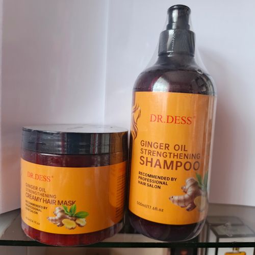 2-in -1 Ginger oil shampoo strengthening and Creamy hair mask + Free hair clips
