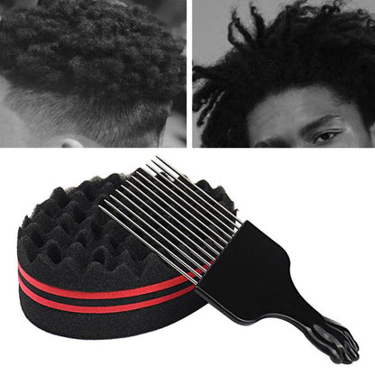 Unisex Double Sided Barber Sponge Hair Brush For Twists Small Hole