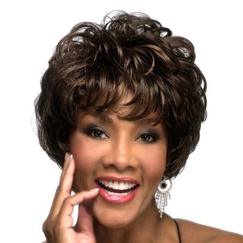 Ladies Oblique Bangs Fluffy Pick Color Wig