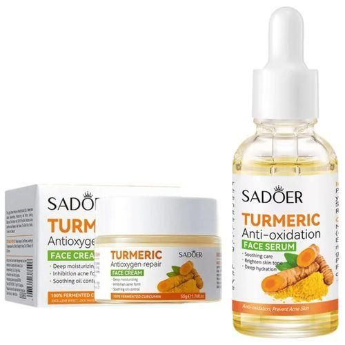 SADOER 2 in 1,Turmeric Antioxygen Face Cream + Tumeric Anti-Oxidation Face Serum
