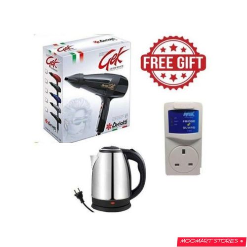 Zeriotti GEK 3800 Hair Blow Dryer + Alyons 1.8L Stainless Steel Kettle + FREE Fridge Guard – Ultimate Home Essentials Combo