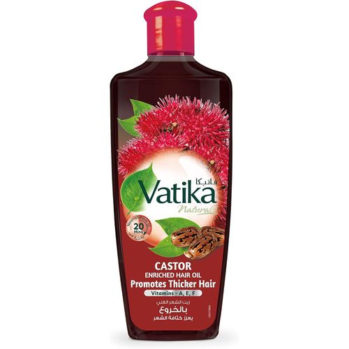 Vatika Naturals Castor Enriched Hair Oil ,Vitamin A,E,F Promotes Volume & Thickness Strengthen, Moisturize & Condition Hairs-300 ml.