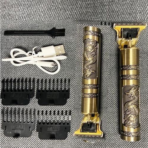 Vintage T9 Long Lasting Professional USB Rechargeable Golden Dragon Metal Rechargeable Electric Hair Beard Clipper Trimmer Machine