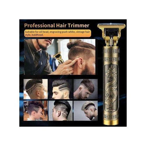 VINTAGE T9 Proffesional Heavy Duty Hair Clipper Usb Rechargeable Time Professional VintageT9 Golden Dragon Metal Rechargeable Electric Hair Clipper Trimmer Machine