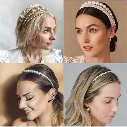 2PCS Pearl Headband Hair Push Backs