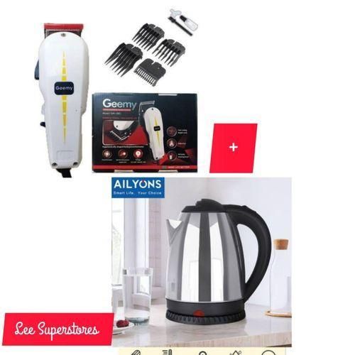 Geemy 1021 Kinyozi Clipper + Electric Kettle