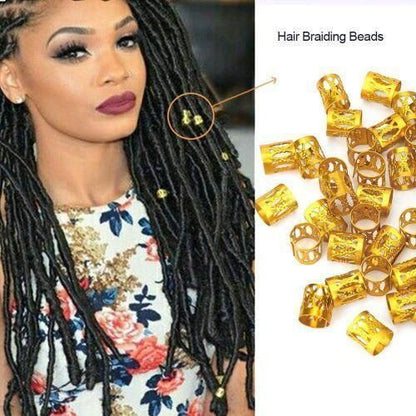 50pcs Adjustable Hair Braid Beads Rings Cuff Metal