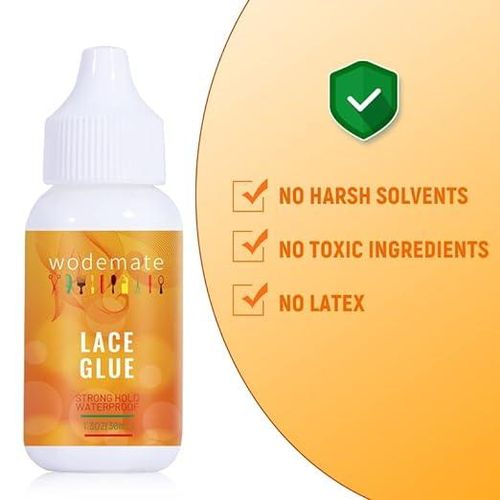 Wode Mate Lace Glue for Wigs,Adhesive Waterproof Super Hold Hair Bonding Glue,Invisible for Hair Systems Hairpiece Replacement Poly&Toupee Systems 38ML
