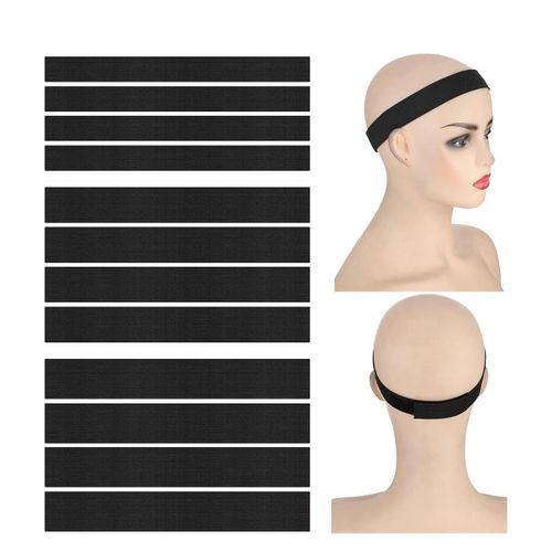 12 Pcs Adjustable Wig Edge Grip Elastic Band Wig Support Non Slip Accessories For Women Men Hair Styling, Width 0.98 Inch 1.2 Inch And 1.38 Inch, 22.8 Inch In Length