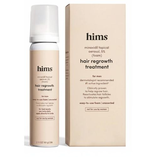 hims&hers Extra Strength Hair Regrowth Treatment for Men with 5% Topical Minoxidil Foam for Hair Loss and Thinning Hair, Unscented No Drip Formula