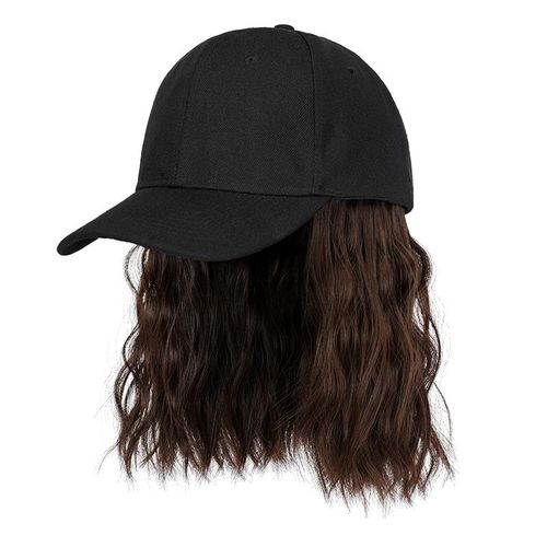 Wig for Women, Short Wave Baseball Cap Wig with Curly Synthetic Hair Extensions,