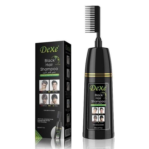 Dexe 200ml Black Hair Dye Shampoo- Instant Black Hair Shampoo for Men Women/ Black Hair Color/ Simple to Use/ Long Lasting- Fast Acting/ Natural Ingredients