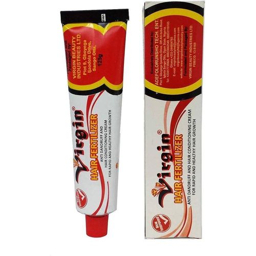 VIRGIN Hair Fertilizer Original Fast Hair Growth & Anti-Dandruff Cream – Strengthening Scalp Treatment for Hair Breakage, Itchy Scalp, Dryness & Thinning Hair – Herbal Repair Cream for Natural & Relaxed Hair – 125g