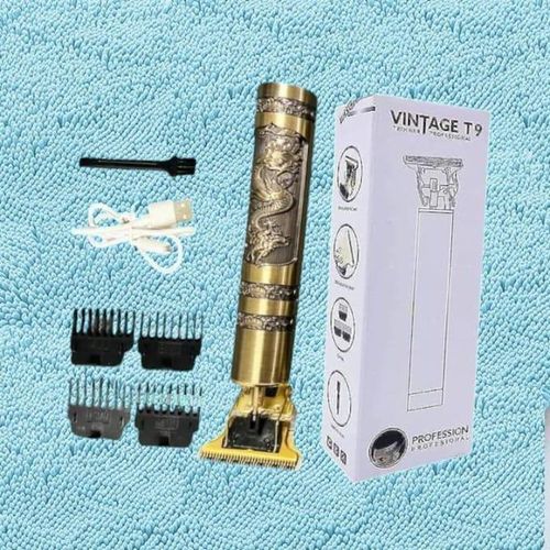 Vintage T9 Professional USB Rechargeable Golden Dragon Metal Rechargeable Easy Maintenance Electric Hair Beard Clipper Trimmer Machine