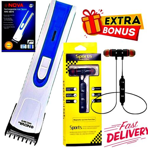 Nova New Rechargeable Hair Trimmer and Shaving Machine & Sport Bluetooth Earphones