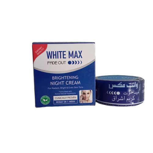 White Max Fade Out Night Facial Cream. Fades Dark Spots & Blemishes, Smooths, Moisturizes, Evens the skin tone & makes skin radiant in 1 WEEK