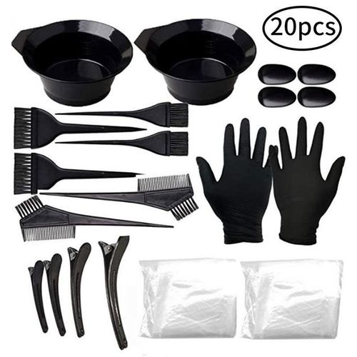 20pcs h-air dyeing tool set, comb, disposable shower cap, latex gloves, h-air dyeing bowl