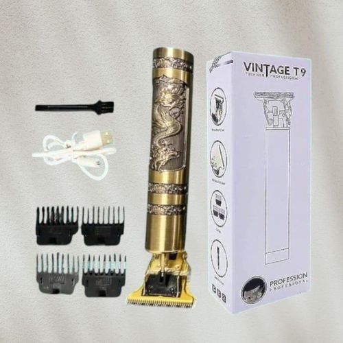 Vintage T9 Professional Heavy Duty USB Rechargeable Golden Dragon Metal Rechargeable Electric Hair Beard Clipper Trimmer Machine