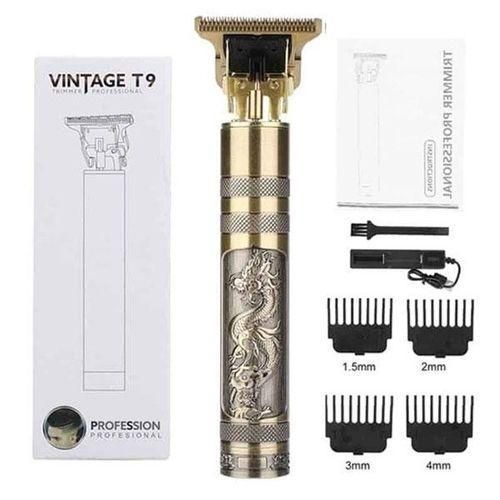 Vintage T9 Dragon Rechargeable Metal Hair Clipper Gold