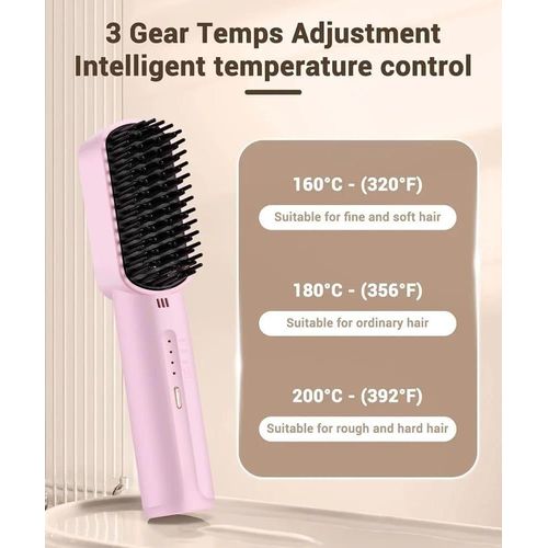 USB Rechargeable Hair Straightening Comb – Travel-Friendly, Quick Heating & Safe Styling