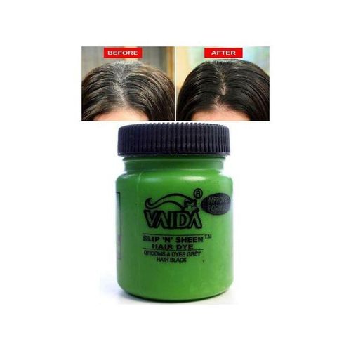 Vaida Original formula, slip n sheen hair dye, grooms and dyes grey hair black without staining your clothes - 3pcs
