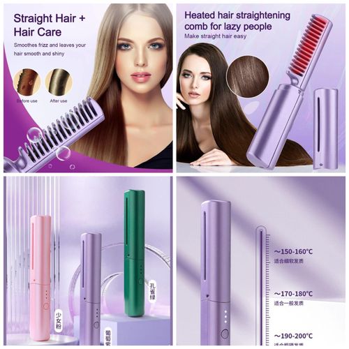 Wireless Hair Straightening Comb, Heated Hair Straightening Comb, Electric Hot Straightening Comb, Portable Hair Straightener Brush