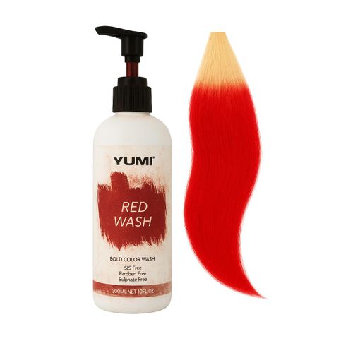 Yumi Red Wash+ FREE Gloves – Bold Color Wash for Vibrant Red Hair, 300ml- NO HAIR DAMAGE- Enhances Shine & Maintains Intense Color- Professional Salon Formula