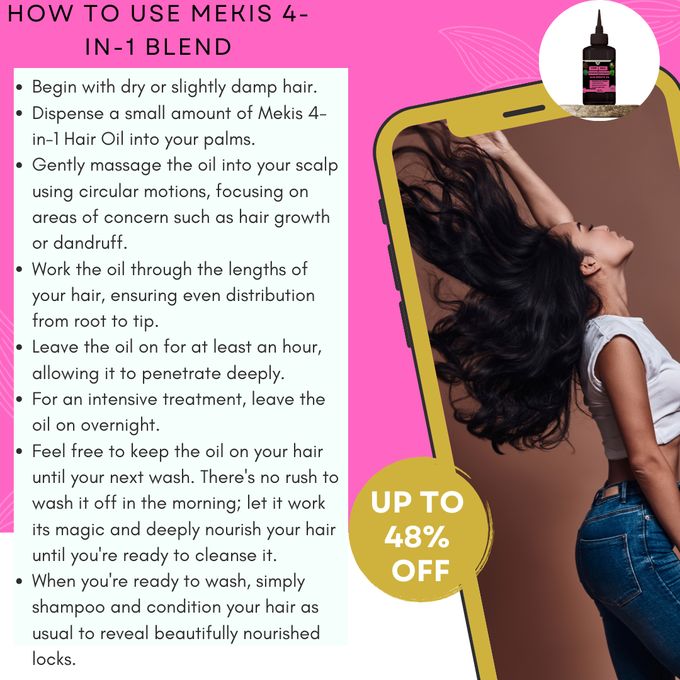Mekis 4-in-1 Hair Growth Miracle Oil – Chebe, Amla, Rosemary & Peppermint