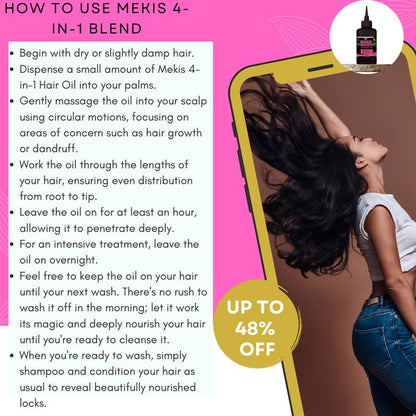 Mekis 4-in-1 Hair Growth Miracle Oil – Chebe, Amla, Rosemary & Peppermint