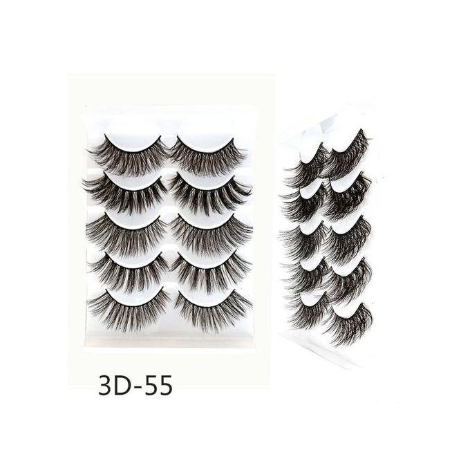 Beauty 5 Pairs False Eyelashes – Synthetic Fiber