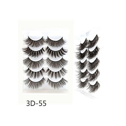 Beauty 5 Pairs False Eyelashes – Synthetic Fiber