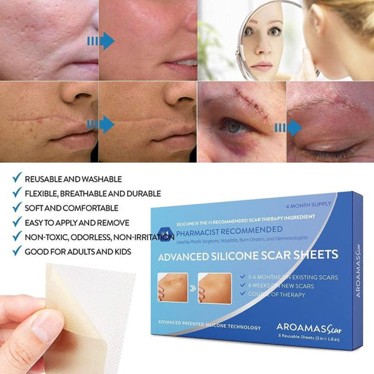 Aroamas Scar Removal Sheets – Professional Silicone Scar Treatment (8 Sheets | 4-Month Supply)