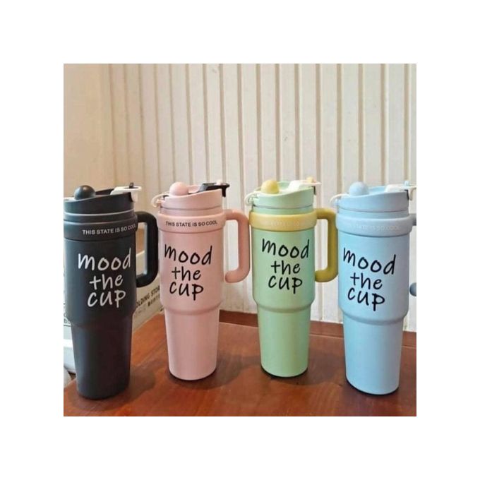 Mood "The Cup" Insulated Stainless Steel Travel Mug with Handle & Straw Lid