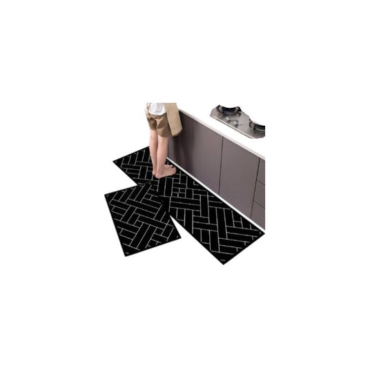2pcs Kitchen Mat Set – Oil Resistant, Non-Slip & Washable Floor Runner Rugs