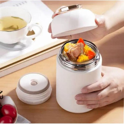 Stainless Steel Food Flask with Foldable Spoon – Hot & Cold Insulated Thermos (1050ml)