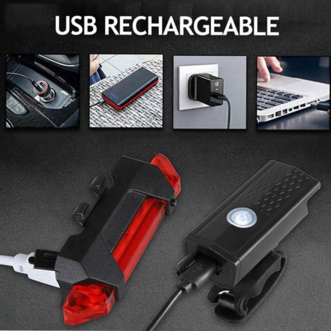 Bike Headlight & Taillight Night Riding Safety Set – USB Rechargeable