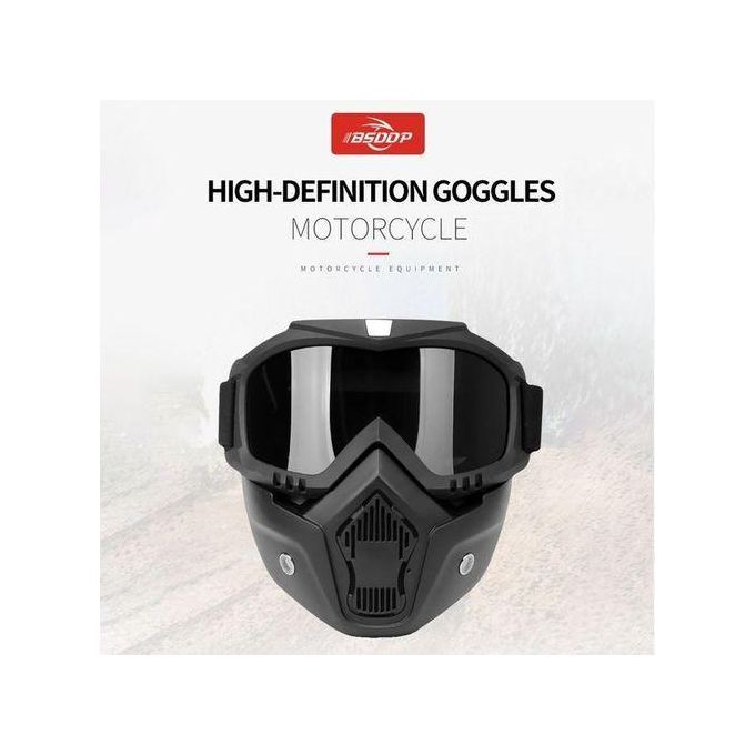 Motorcycle Face Mask with HD Goggles and Mouth Filter