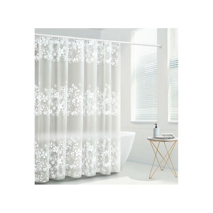 PEVA Waterproof Floral Shower Curtain – 180×200cm