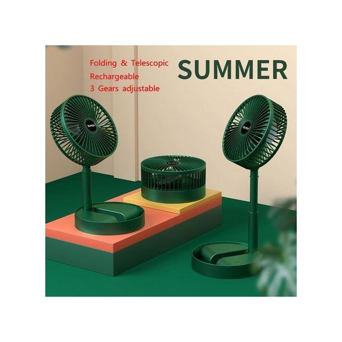 Retractable Floor Standing Fan – Green