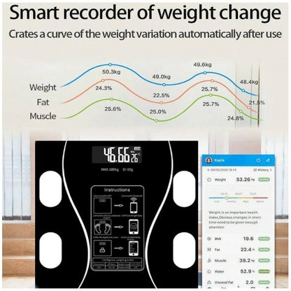Smart Digital Weight Scale – Bluetooth Body Fat Scale with USB Charging