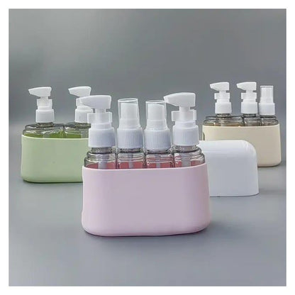 4-in-1 50ml Travel Bottle Set for Shampoo, Shower Gel, Hand Wash, Lotion & Spray – Travel Kit Accessories (Includes 32 Labels & Funnel)