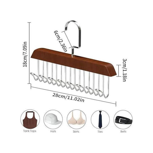 Wooden Clothes Hanger with 8 Hooks