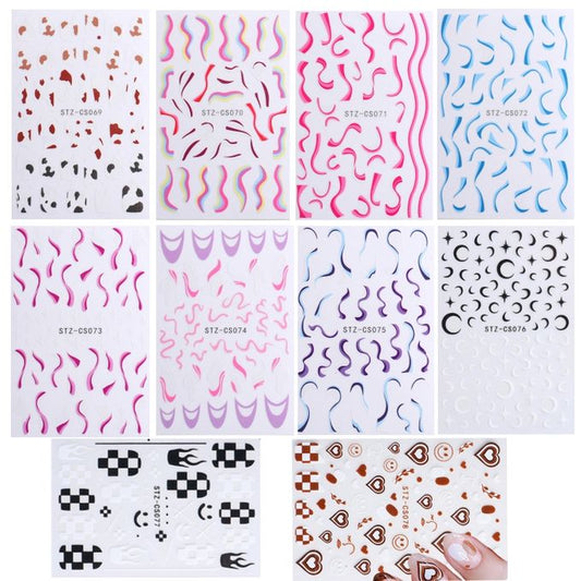 3 PCS Manicure Sticker Pop Stripe Line Nail Sticker