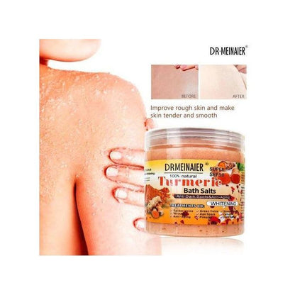 DR MEINAIER 2 PCs 100% Tumeric Bath Salt Anti-dark spots and Anti-aging Brightening Body Scrub