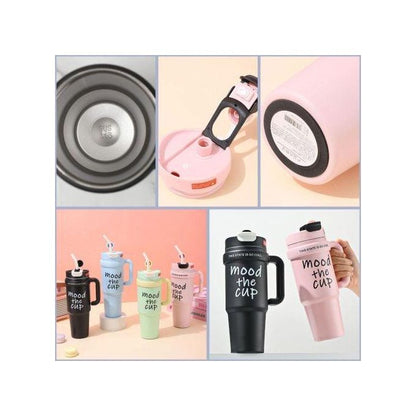 Mood "The Cup" Insulated Stainless Steel Travel Mug with Handle & Straw Lid
